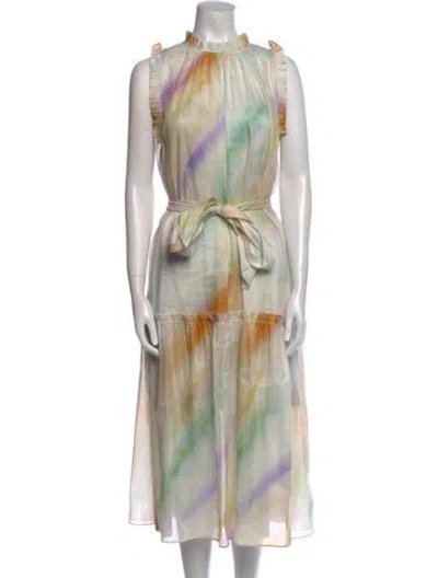 Pre-owned Christy Lynn Linen Long Dress W/ Tags In Multi