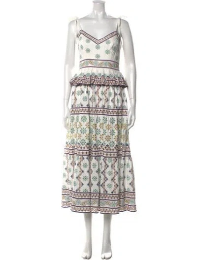 Pre-owned Christy Lynn Linen Long Dress In White