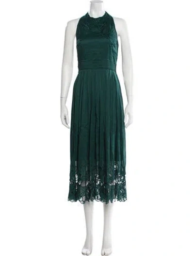 Pre-owned Christy Lynn Linen Midi Length Dress In Green