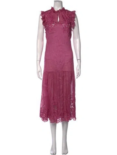 Pre-owned Christy Lynn Linen Midi Length Dress In Pink