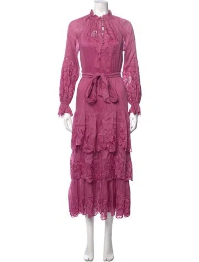 Pre-owned Christy Lynn Linen Midi Length Dress In Purple