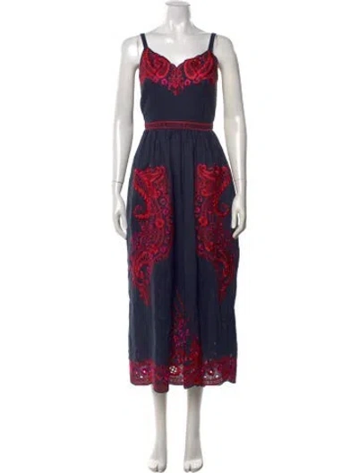Pre-owned Christy Lynn Linen Midi Length Dress W/ Tags In Blue