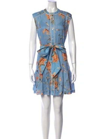 Pre-owned Christy Lynn Linen Mini Dress In Blue
