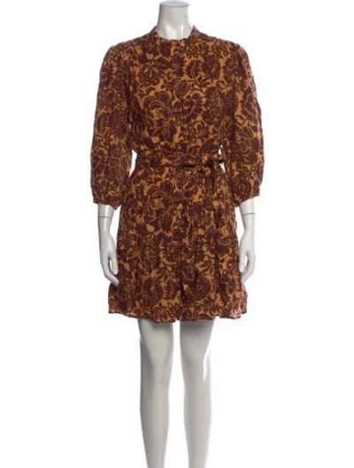Pre-owned Christy Lynn Linen Mini Dress In Brown