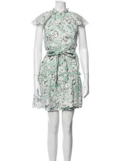 Pre-owned Christy Lynn Linen Mini Dress In Green
