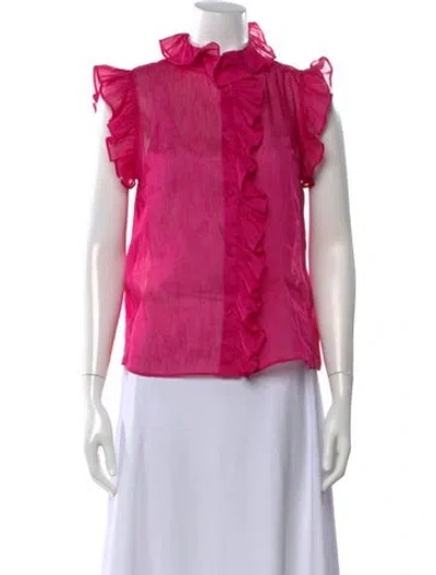 Pre-owned Christy Lynn Linen Sleeveless Blouse In Pink