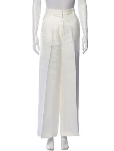 Pre-owned Christy Lynn Linen Wide Leg Pants In White