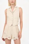 Christy Lynn Lola Short In Tan Embroidery In Neutral