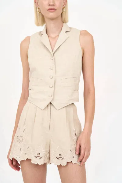 Christy Lynn Lola Short In Tan Embroidery In Neutral