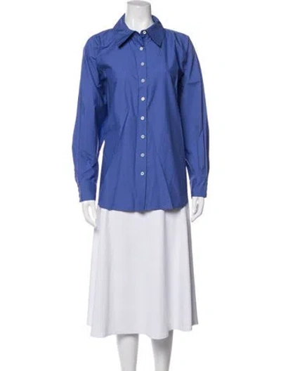 Pre-owned Christy Lynn Long Sleeve Button-up Top W/ Tags In Blue