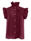 Christy Lynn Marfa Ruffled Blouse In Burgundy