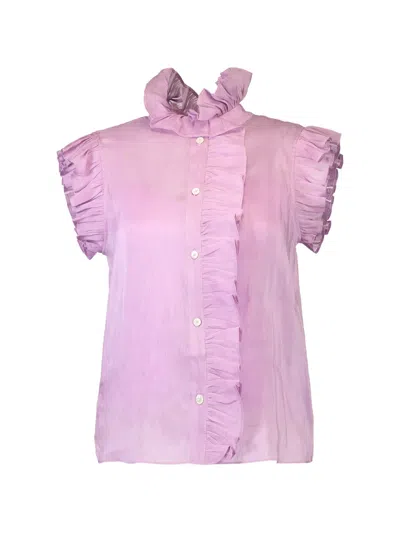 Christy Lynn Marfa Ruffled Shirt In Purple