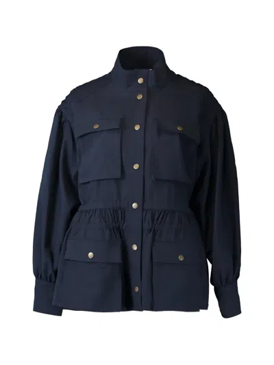 Christy Lynn Marion Drawstring-waist Jacket In Blue