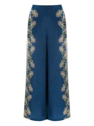 Christy Lynn Marta Paisley Trousers In Blue