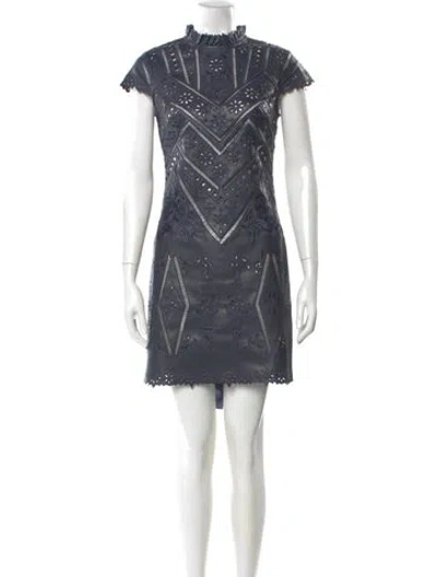 Pre-owned Christy Lynn Mock Neck Mini Dress In Blue