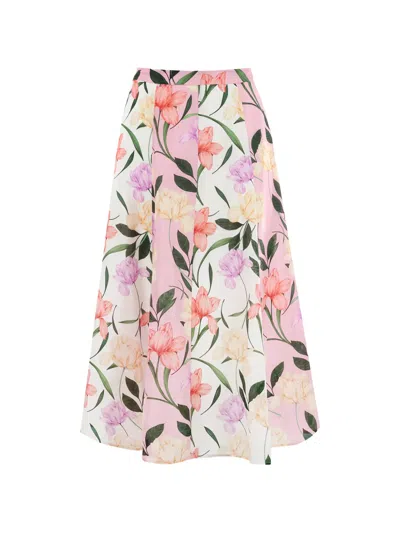 Christy Lynn Nate Floral-print Skirt In White