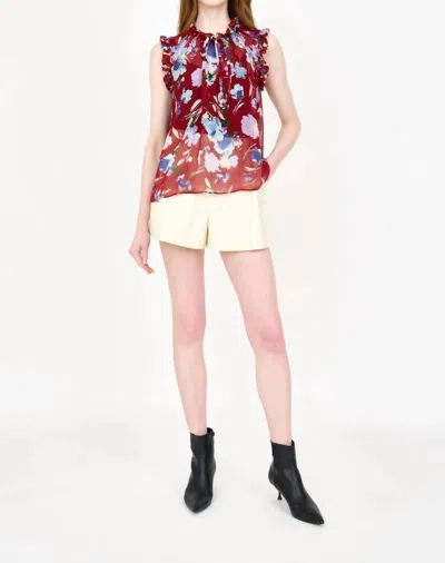 Christy Lynn Nora Floral Ruffle Blouse In Purple