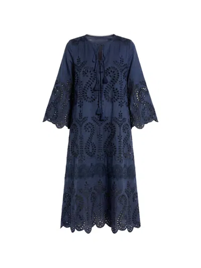 Christy Lynn Norah Embroidered Eyelet Midi Dress In Blue