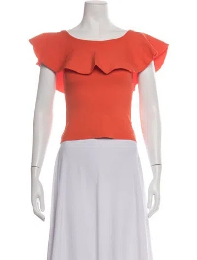 Pre-owned Christy Lynn Off-the-shoulder Short Sleeve Top In Orange