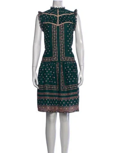 Pre-owned Christy Lynn Paisley Print Knee-length Dress In Green