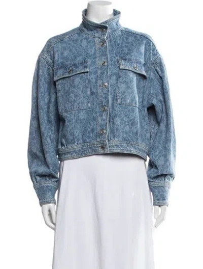 Pre-owned Christy Lynn Patterned Denim Jacket In Blue