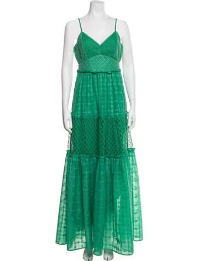 Pre-owned Christy Lynn Patterned Long Dress In Green