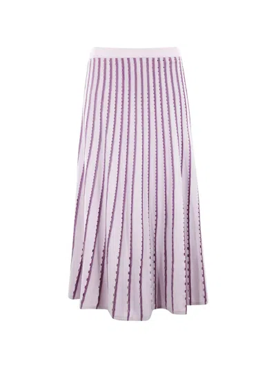 Christy Lynn Pinstripe-pattern Skirt In Purple