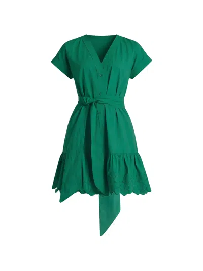 Christy Lynn Piper V-neck Ruffled Mini Dress In Green