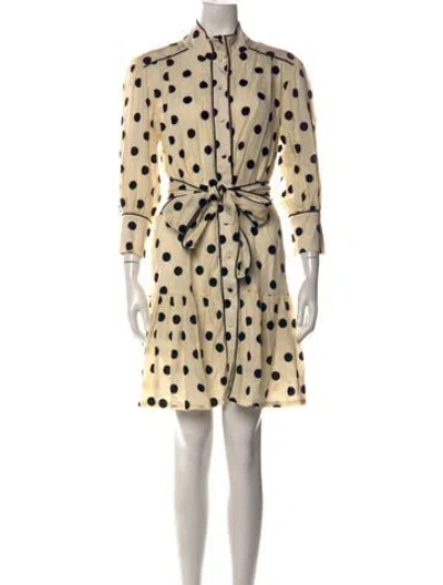 Pre-owned Christy Lynn Polka Dot Print Mini Dress In Neutrals