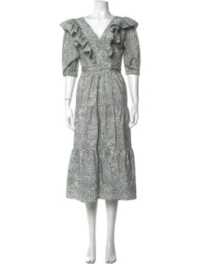 Pre-owned Christy Lynn Printed Long Dress In Green