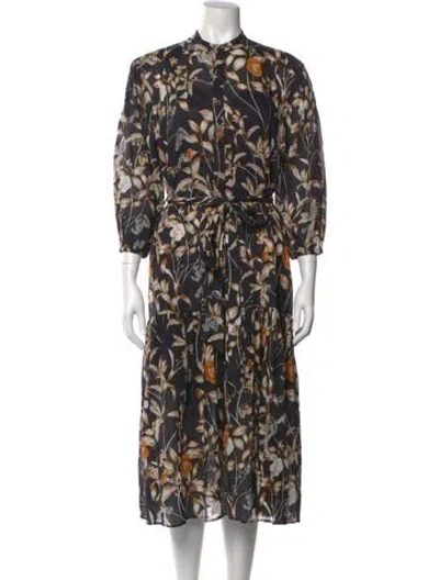 Pre-owned Christy Lynn Printed Midi Length Dress In Black