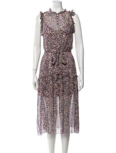 Pre-owned Christy Lynn Printed Midi Length Dress In Multi