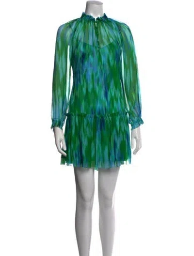Pre-owned Christy Lynn Printed Mini Dress In Green