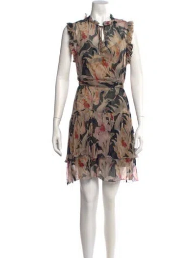Pre-owned Christy Lynn Printed Mini Dress In Neutral