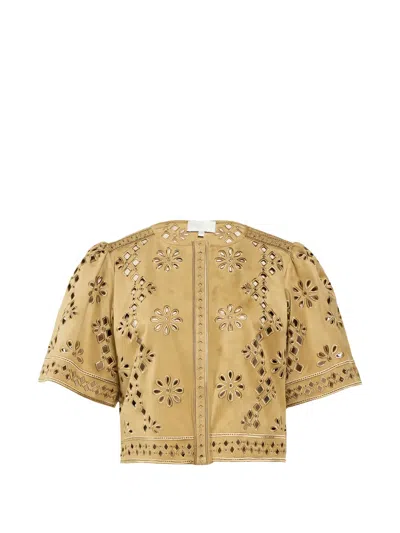 Christy Lynn Ray Flower Cutout Top In Brown