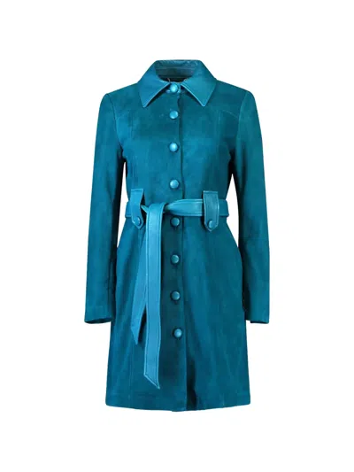 Christy Lynn Ricci Belted Coat In Blue