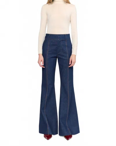 Christy Lynn Rowen Classic Denim Flare Pant In Dark Indigo In Blue
