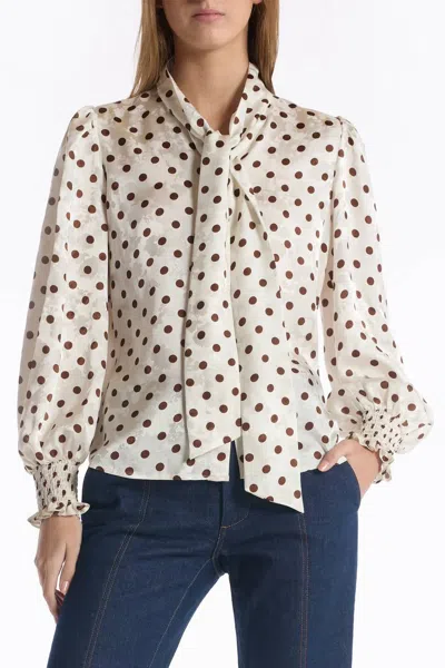 Christy Lynn Sally Blouse In Brown Polka Dot In Multi