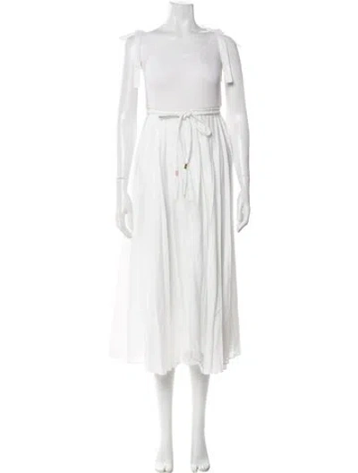 Pre-owned Christy Lynn Scoop Neck Long Dress In White