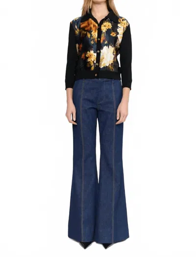 Christy Lynn Sellia Long Sleeves Top In Amber Glow In Black