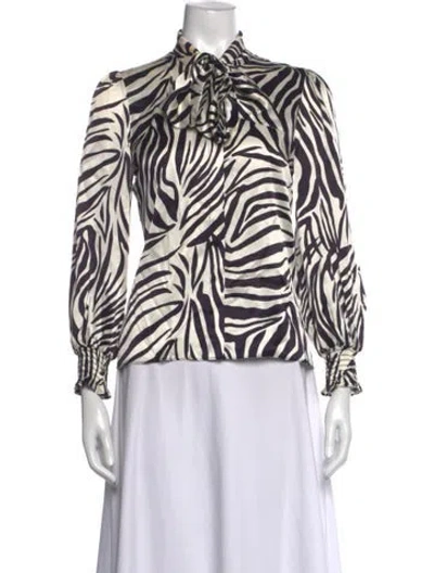 Pre-owned Christy Lynn Silk Animal Print Blouse In Multicolor