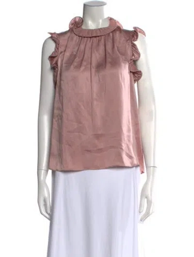 Pre-owned Christy Lynn Silk Crew Neck Blouse In Pink
