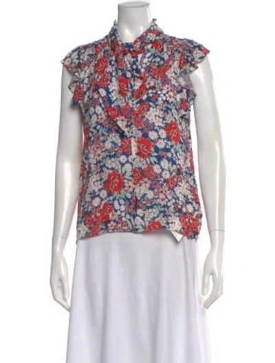 Pre-owned Christy Lynn Silk Floral Print Blouse In Multi