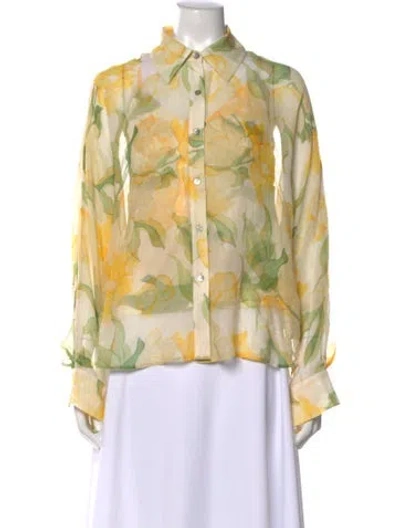Pre-owned Christy Lynn Silk Floral Print Blouse In Multi