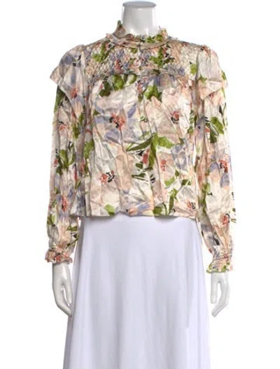 Pre-owned Christy Lynn Silk Floral Print Blouse In Multi