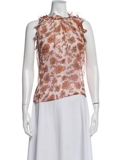 Pre-owned Christy Lynn Silk Floral Print Blouse In Pink