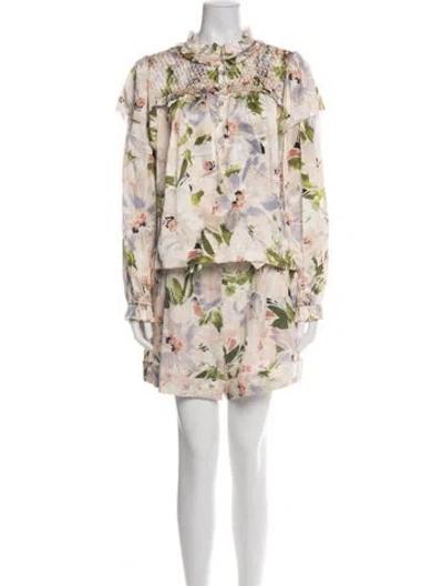 Pre-owned Christy Lynn Silk Floral Print Short Set W/ Tags In Multi