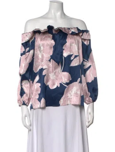Pre-owned Christy Lynn Silk Floral Print Top W/ Tags In Multi