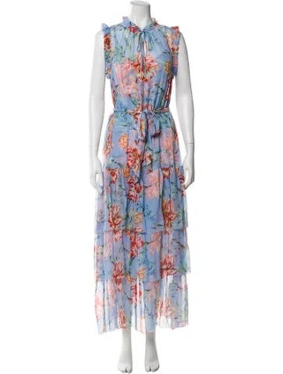 Pre-owned Christy Lynn Silk Long Dress In Blue