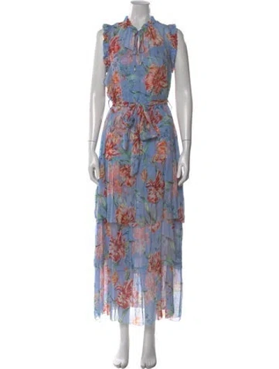 Pre-owned Christy Lynn Silk Long Dress In Blue